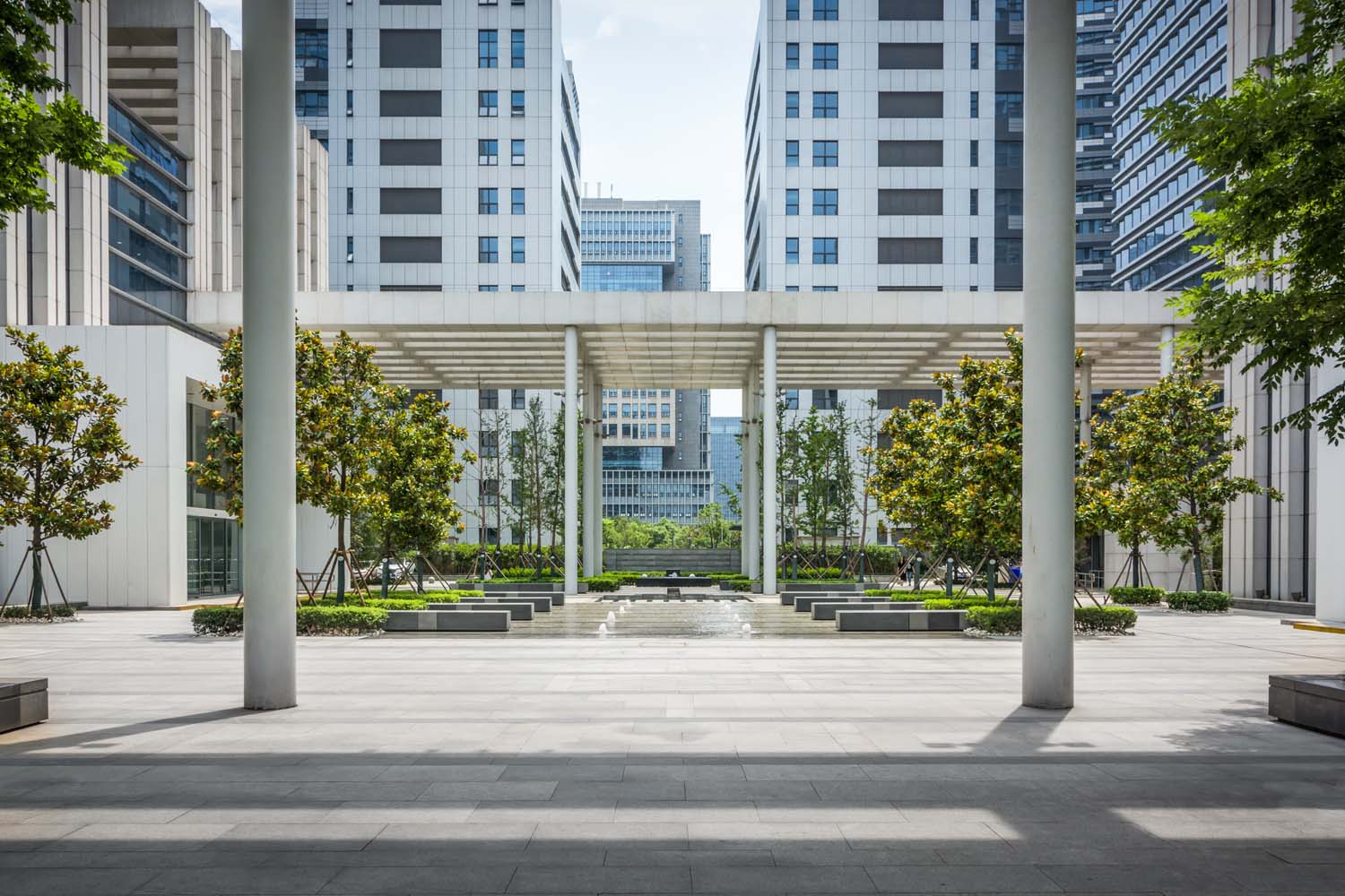 Alley with office buildings